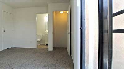 Broadway Apartments bedroom, closet and bathroom