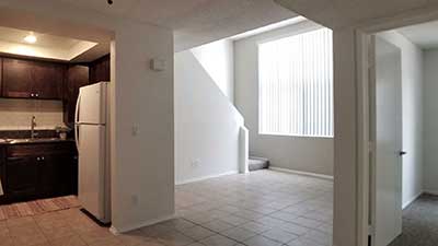 Broadway Apartments kitchen and living room